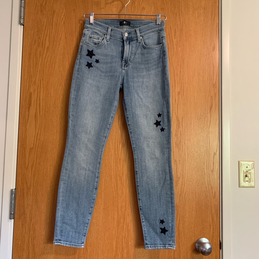 7 for all Mankind Blue Jeans, size 4, ankle skinny jeans